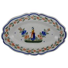 Vintage French Faïence Quimper Couronnes Border Large Hanging Deep Dish Breton Platter