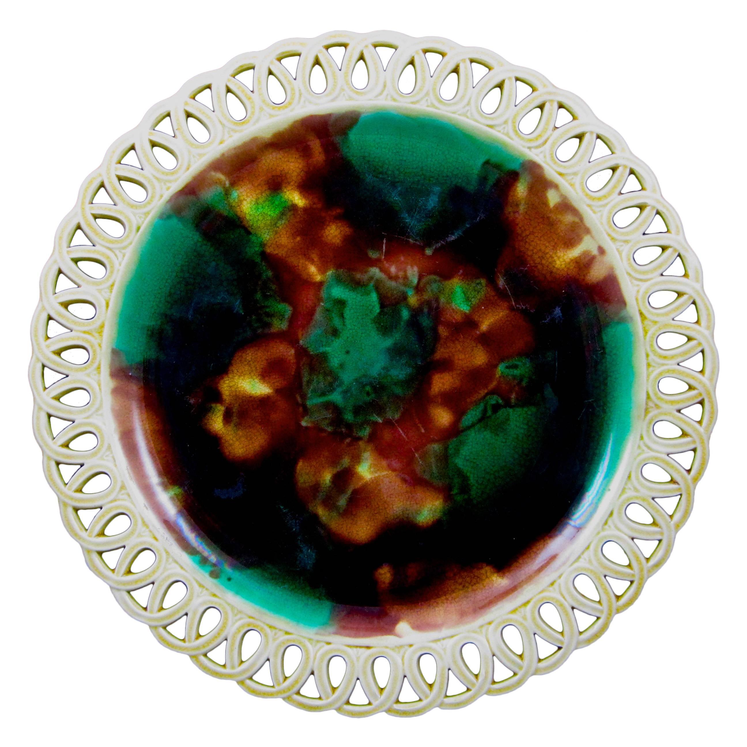 Early 19th Century Josiah Wedgwood Majolica Reticulate Edge Tortoiseshell Plate