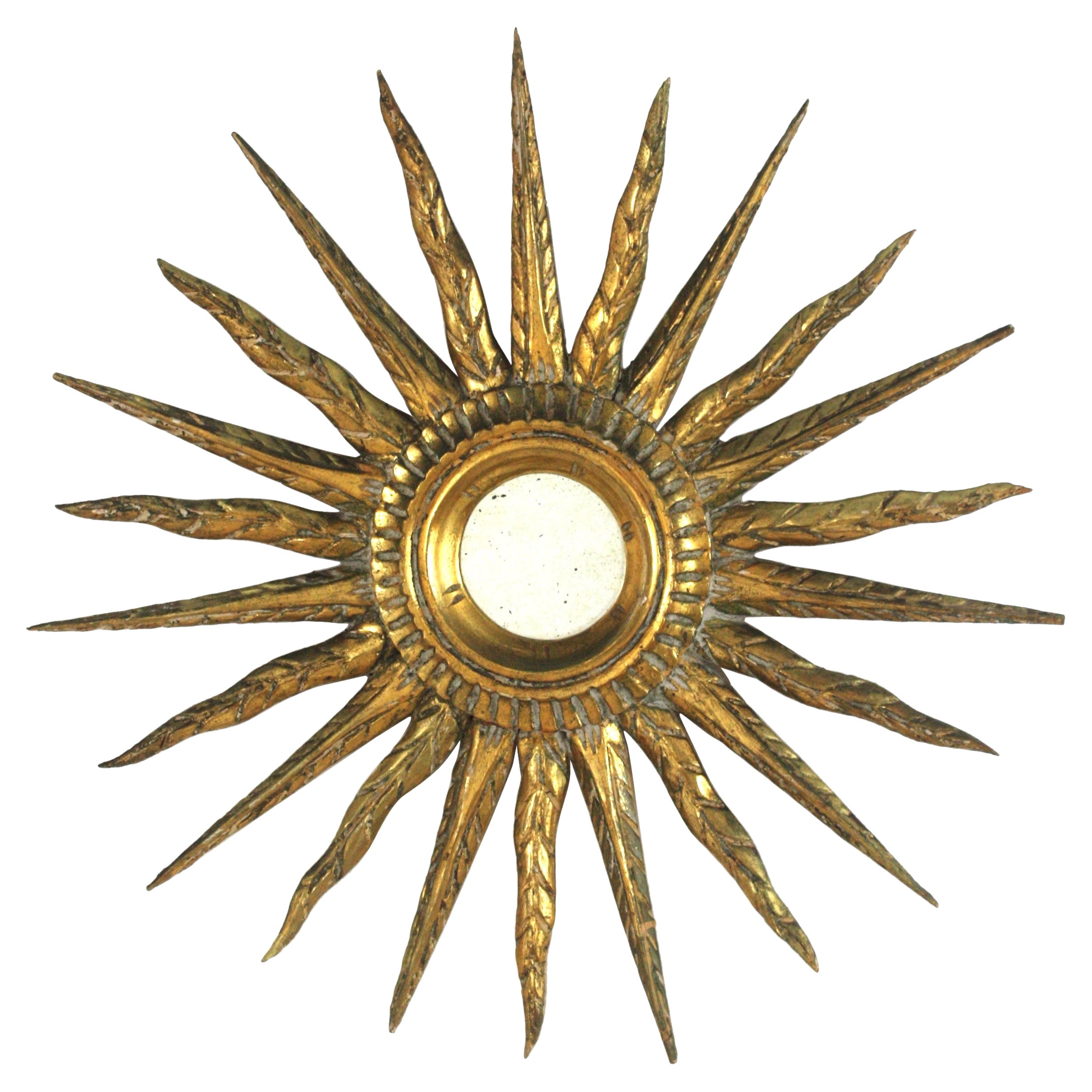 Starburst Sunburst Mirror in Giltwood, Spain 1940s