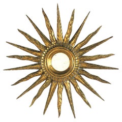 Starburst Sunburst-Spiegel aus Giltwood, Spanien 1940er Jahre