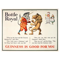 Raro poster pubblicitario originale d'epoca Guinness Bottle Royal John Gilroy