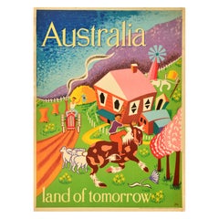 Original Vintage-Poster, Australia Land Of Tomorrow, Immigration, Joe Greenberg, Joe Greenberg, Australien