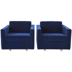Pair of Lounge Chairs by Jack Cartwright, Freshly Reupholstered in Mohair