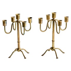 Antique Austrian Designer, Candelabras, Brass, Austria, 1920s
