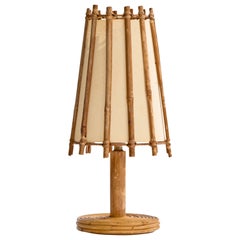 Designer français, lampe de bureau, bambou, rotin, papier, France, années 1970