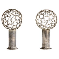 Designer français, lampes de table, acier, France, années 1970