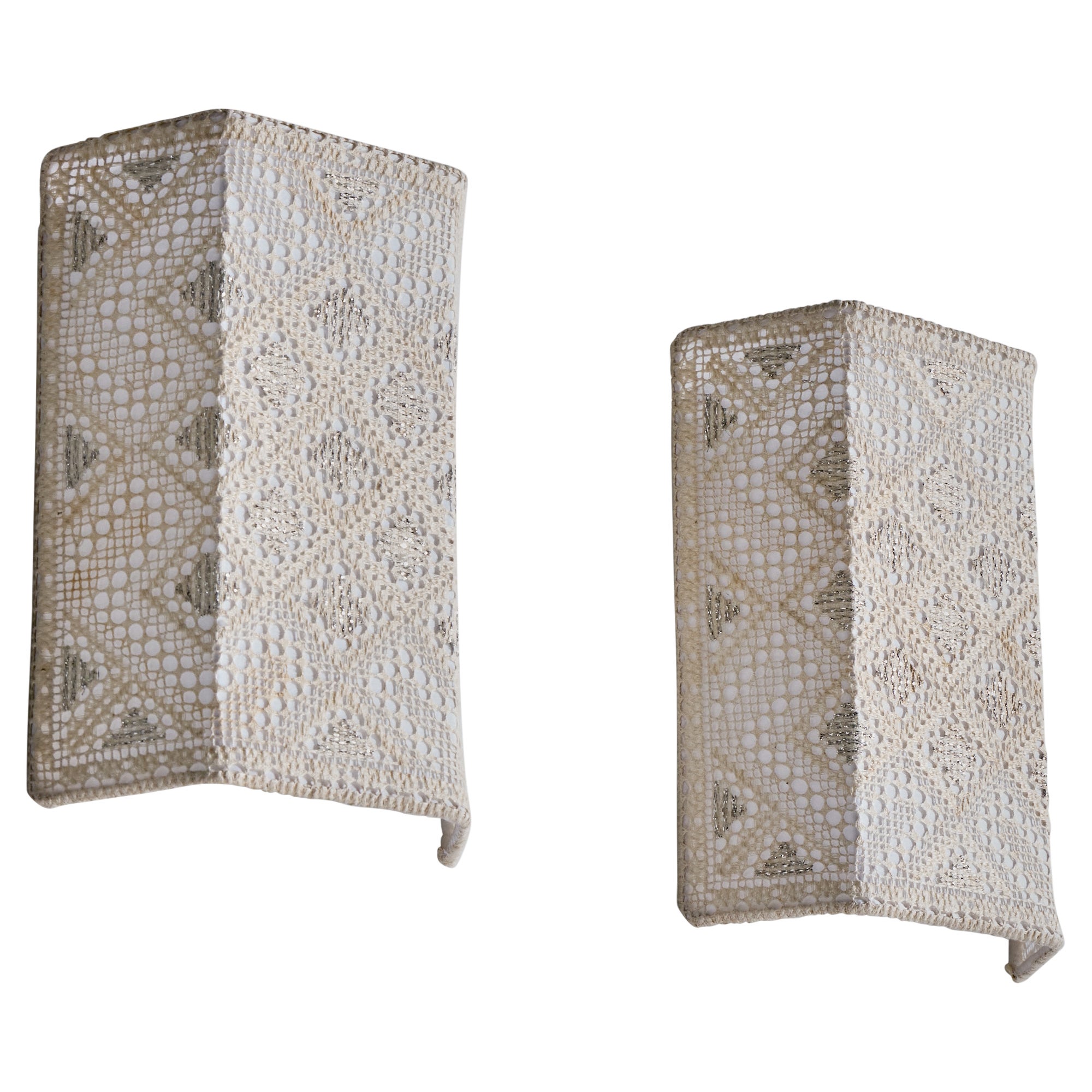 Swedish Designer, Wall Lights, Fabric, Sweden, 1970s