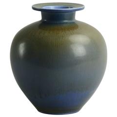 Large Vase with Blue Haresfur Glaze by Berndt Friberg