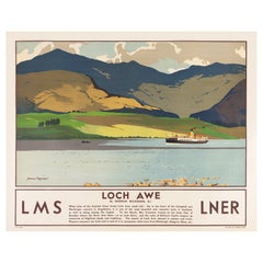 LMS LNER Loch Awe Original Vintage-Reiseplakat von Norman Wilkinson, LMS LNER, Loch Awe, 1930er Jahre
