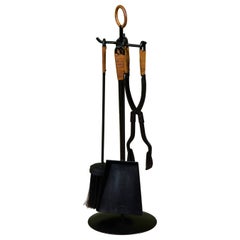 Petite Blackened Steel Fireplace Tool Set
