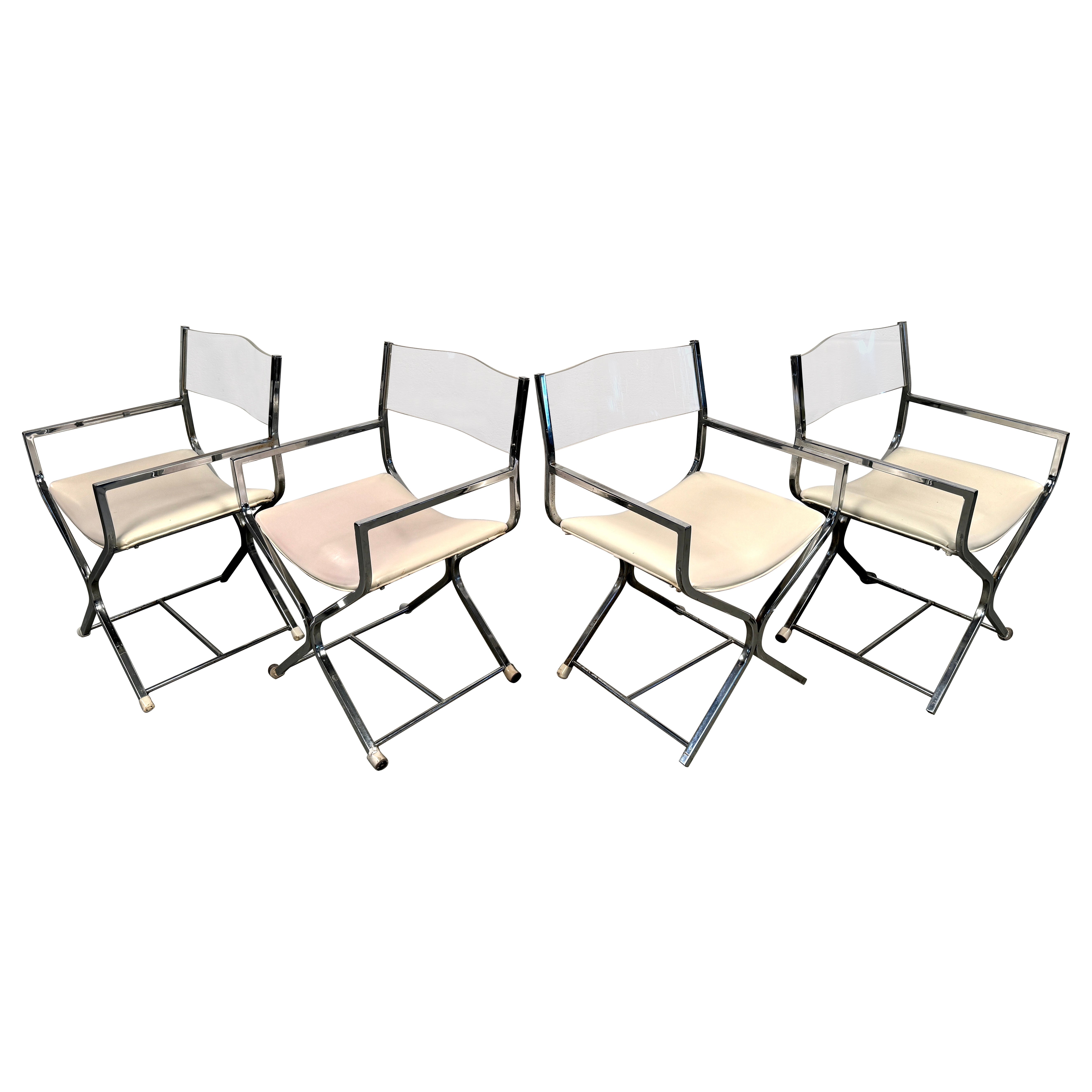 Vintage Mid-Century Lucite & Chrome Director’s Chairs