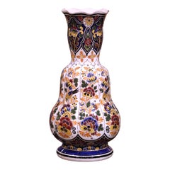 Mid-Century Dutch Hand-Painted Polychrome Faience Vase by RAM Delft