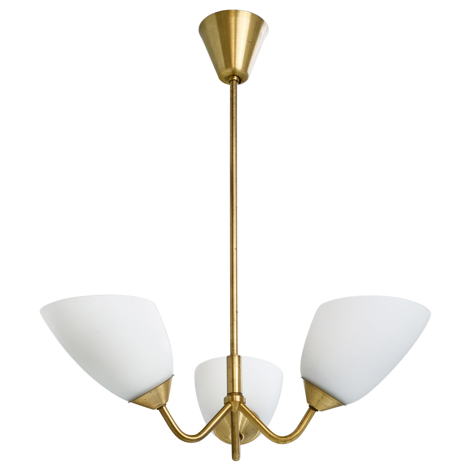 ASEA, Chandelier, Brass, Glass, Sweden, 1950s