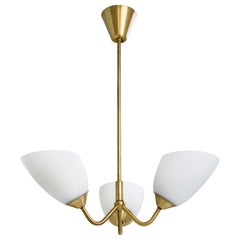 ASEA, Chandelier, Brass, Glass, Sweden, 1950s