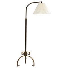 Danish Designer, Floor Lamp, Brass, Metal, Paper, Denmark, 1930s