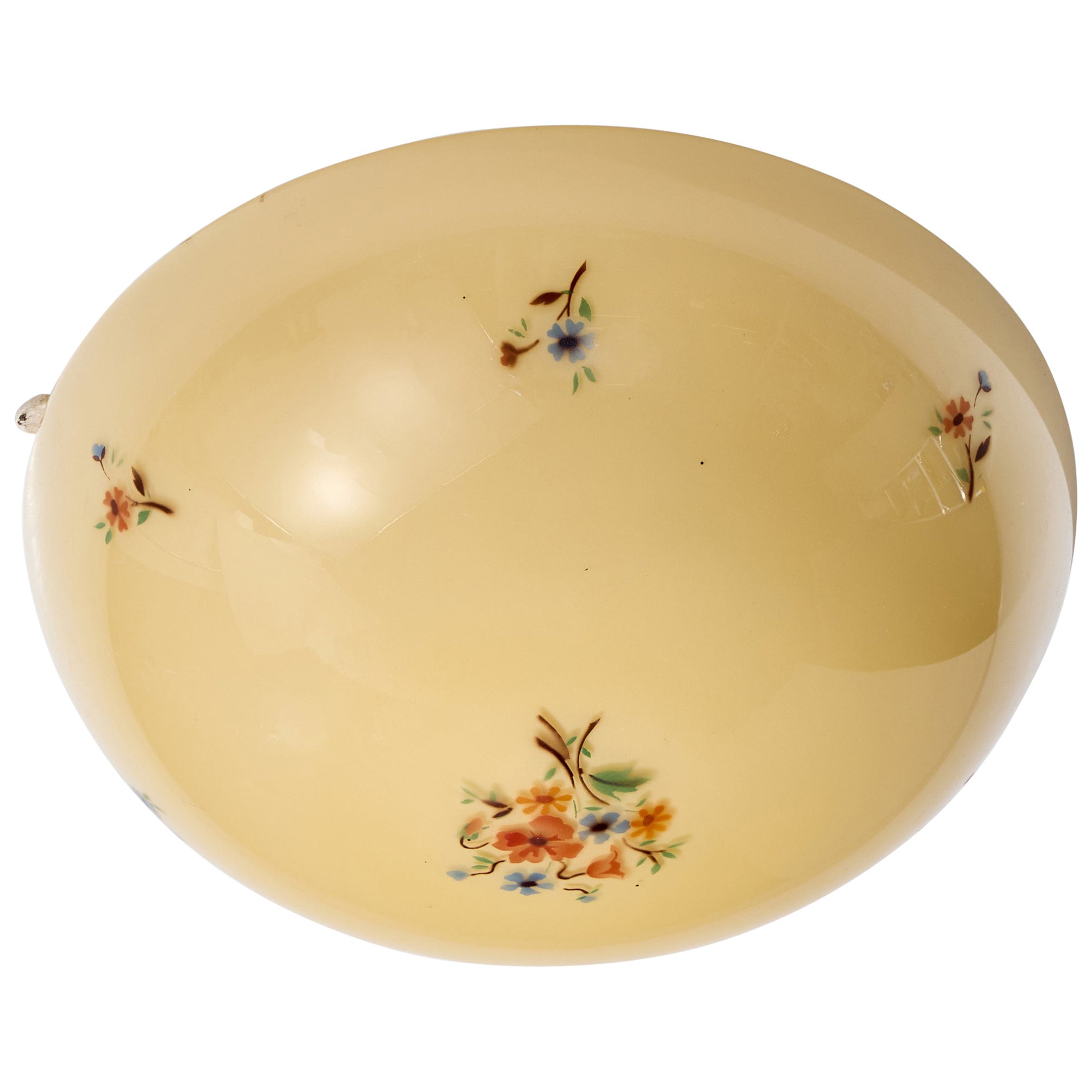 Swedish Designer, Flush Mount, Glass, Metal, Sweden, 1940s