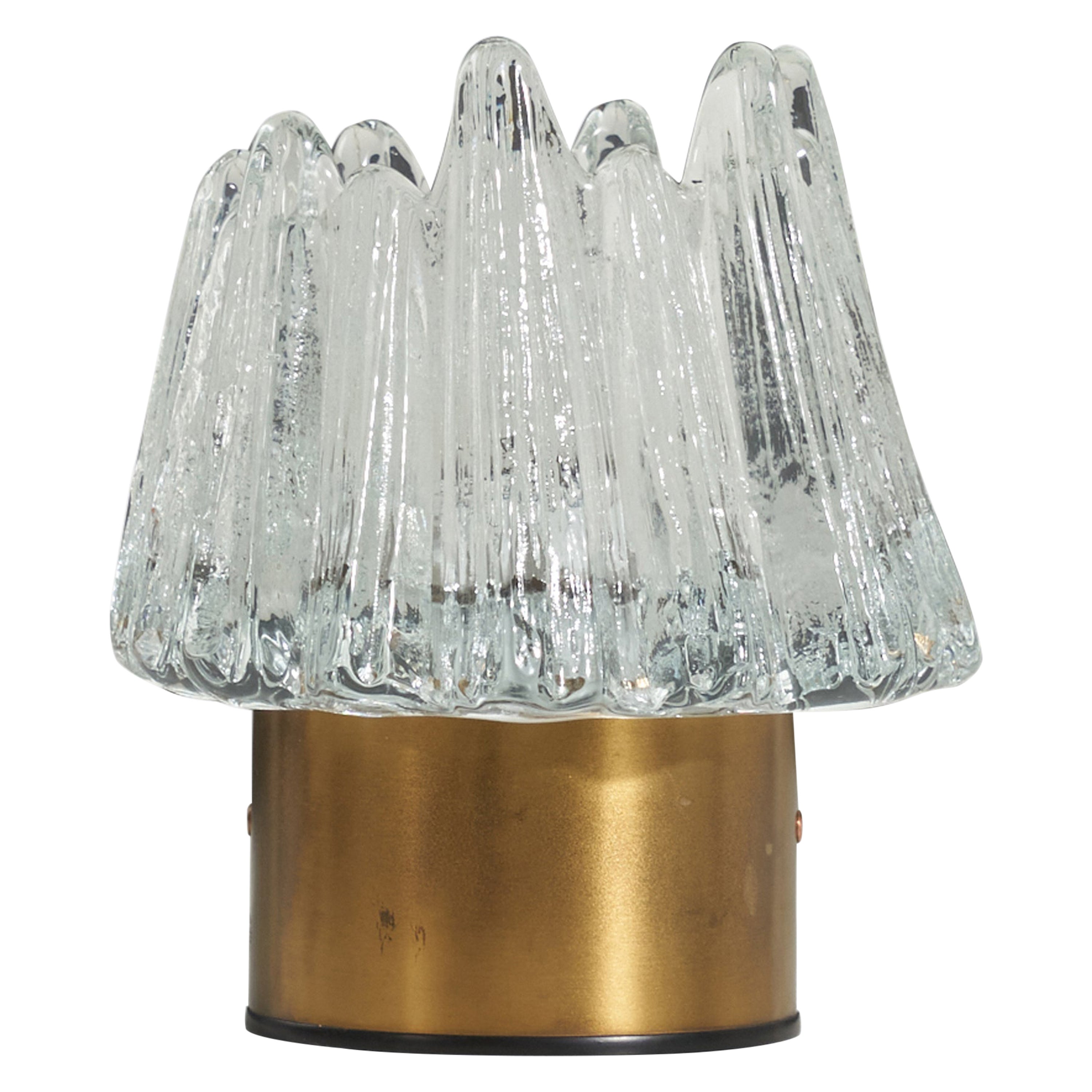 Swedish Designer, Table Lamp, Glass and Brass, Sweden, 1960s