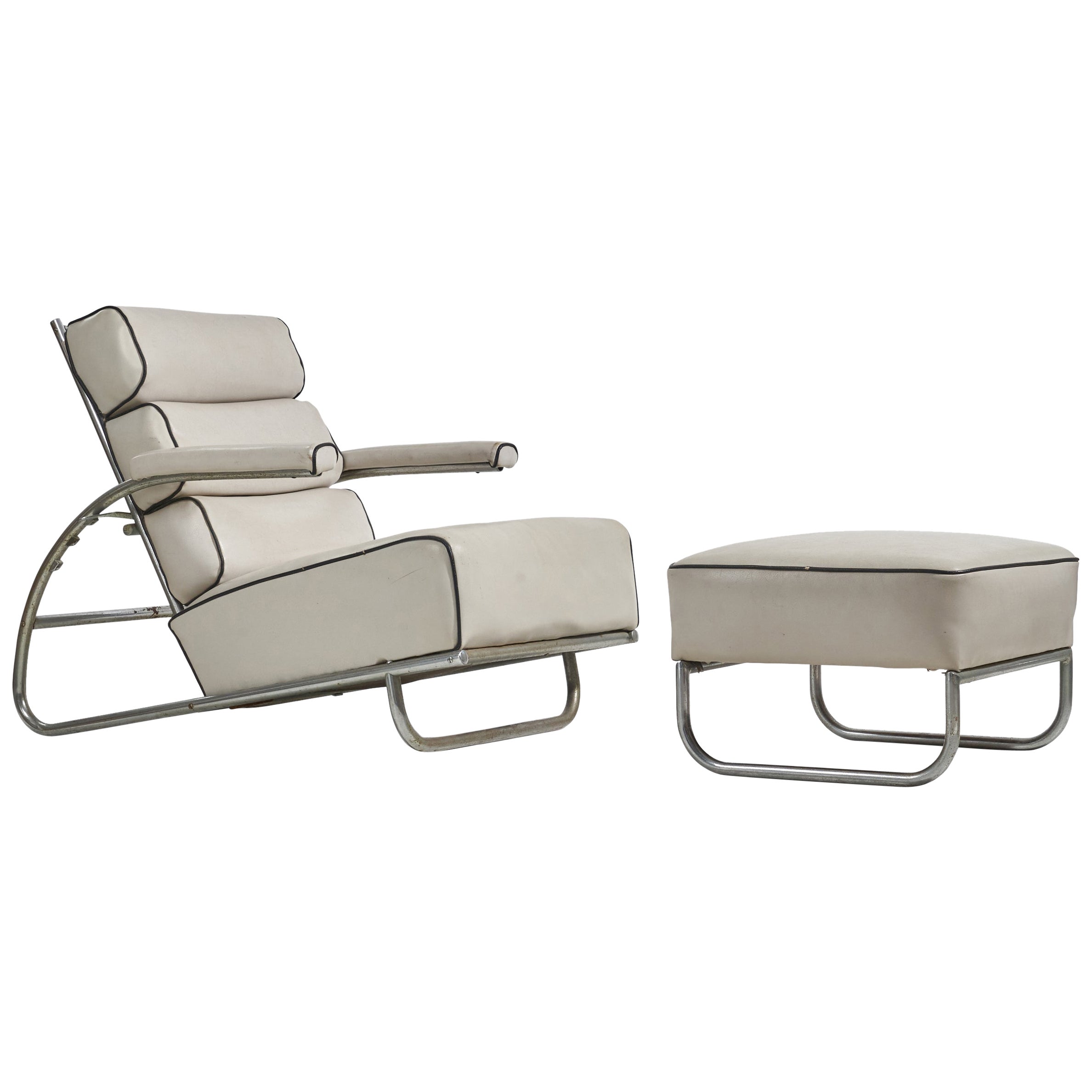 Gilbert Rodhe, Lounge Chair, Chrome, Vinyl, USA, 1940s