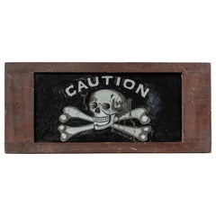 Early 20th Century Reverse-Painted IOOF Skull and Bones Glass Sign