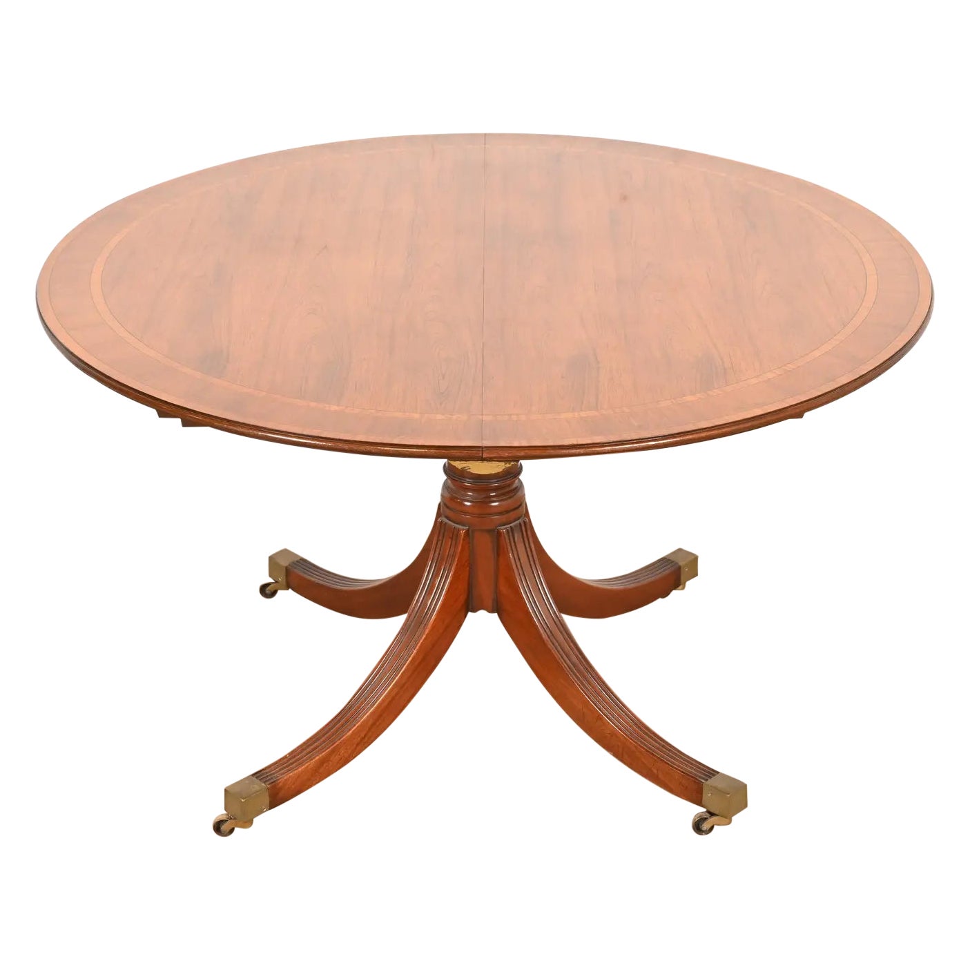 Baker Furniture-Stil, ausziehbarer Esstisch aus georgianischem Rosenholz mit Bändern