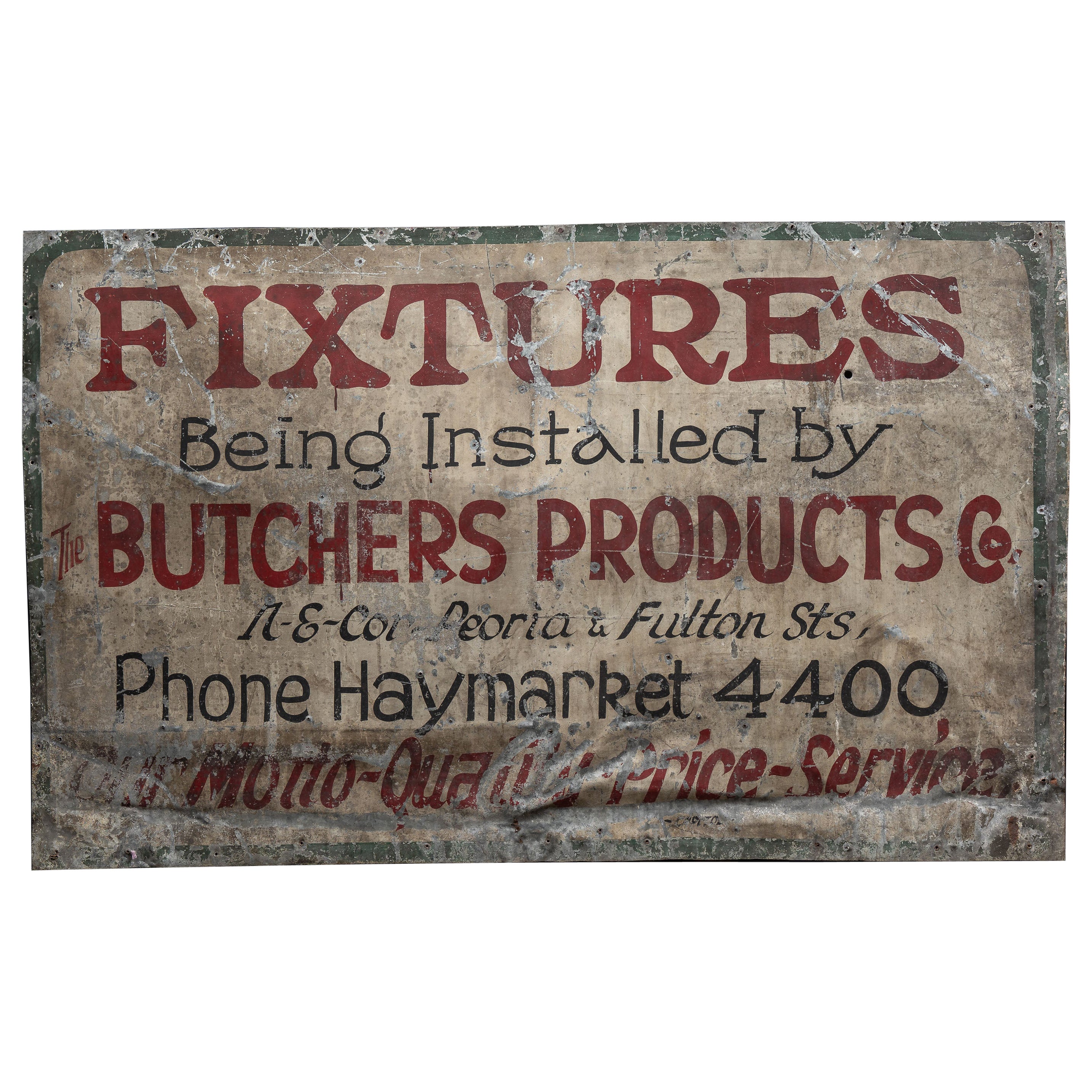 Early 20th Century Butchers Products Co. Painted Tin Sign