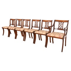 Kindel Furniture Style Regency Carved Mahogany Dining Chairs, Set of Six