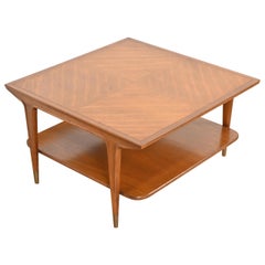Imperial Furniture Mid-Century Modern Sculpted Walnut Two-Tier Coffee Table