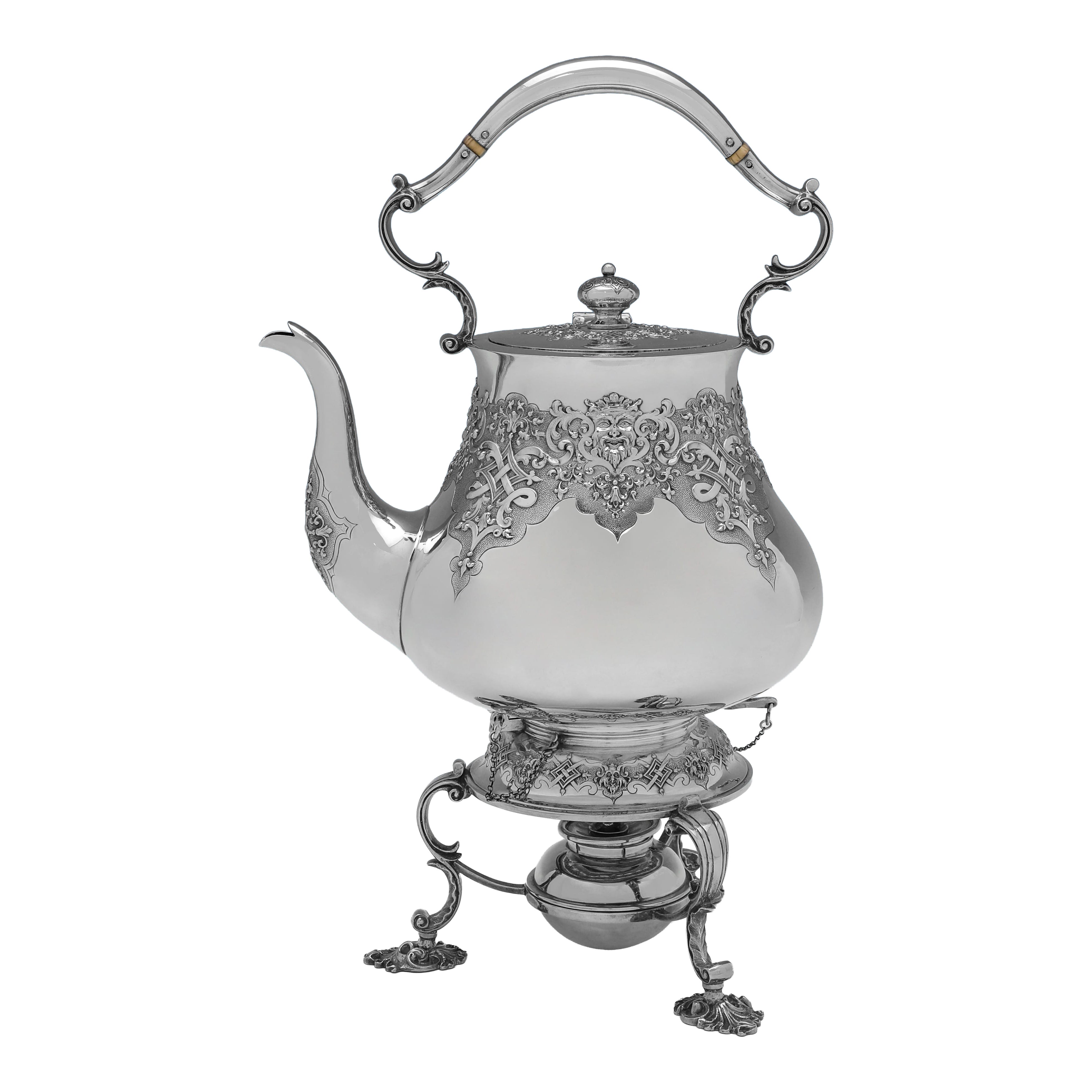 Opulencia victoriana: Tetera de plata de ley de 1871 del gran Robert Hennell IV