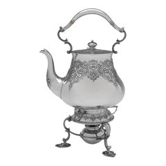 Opulence victorienne : bouilloire en argent sterling 1871 du grand Robert Hennell IV