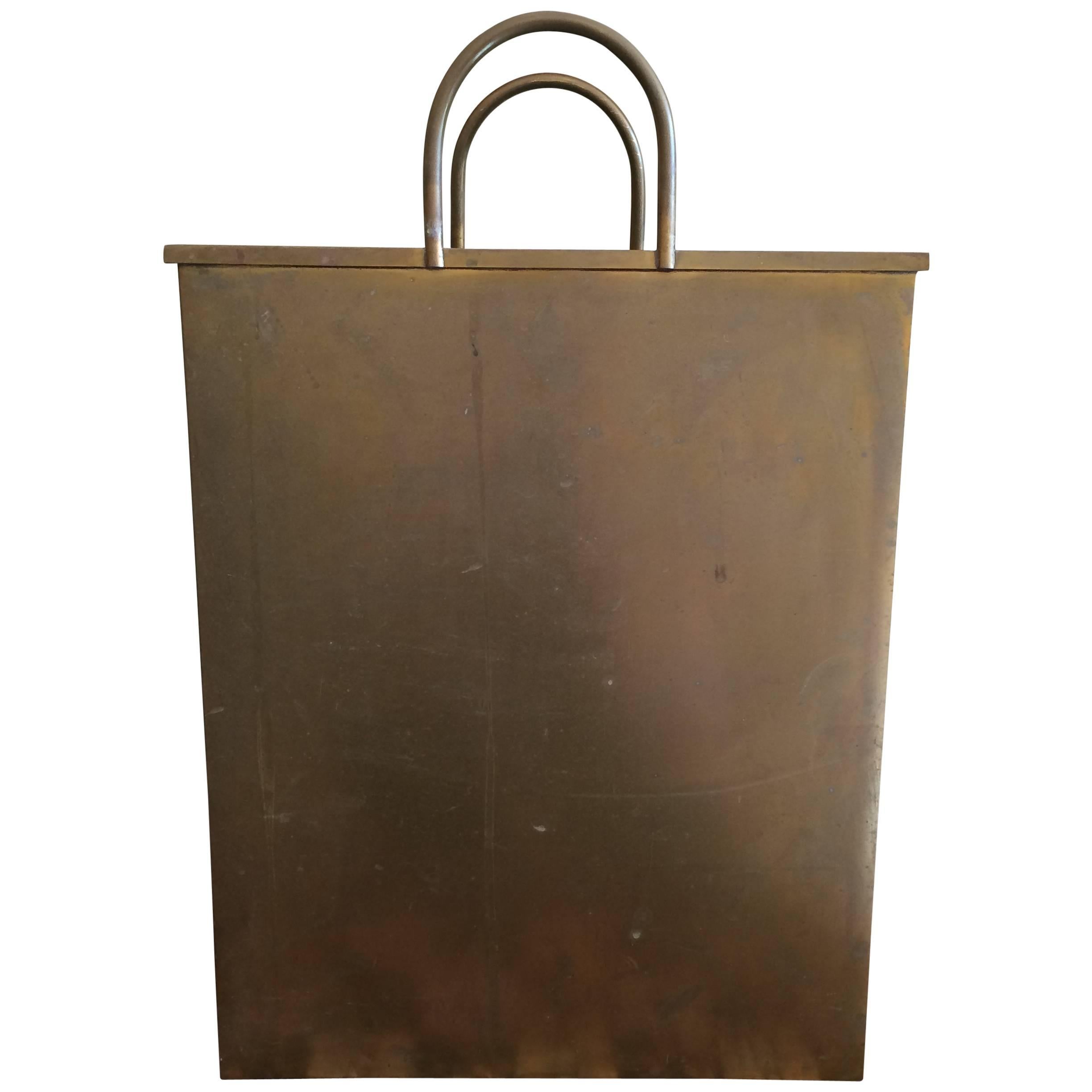 Italian Brass Shopping Bag / Magazine Holder / Wastepaper Basket