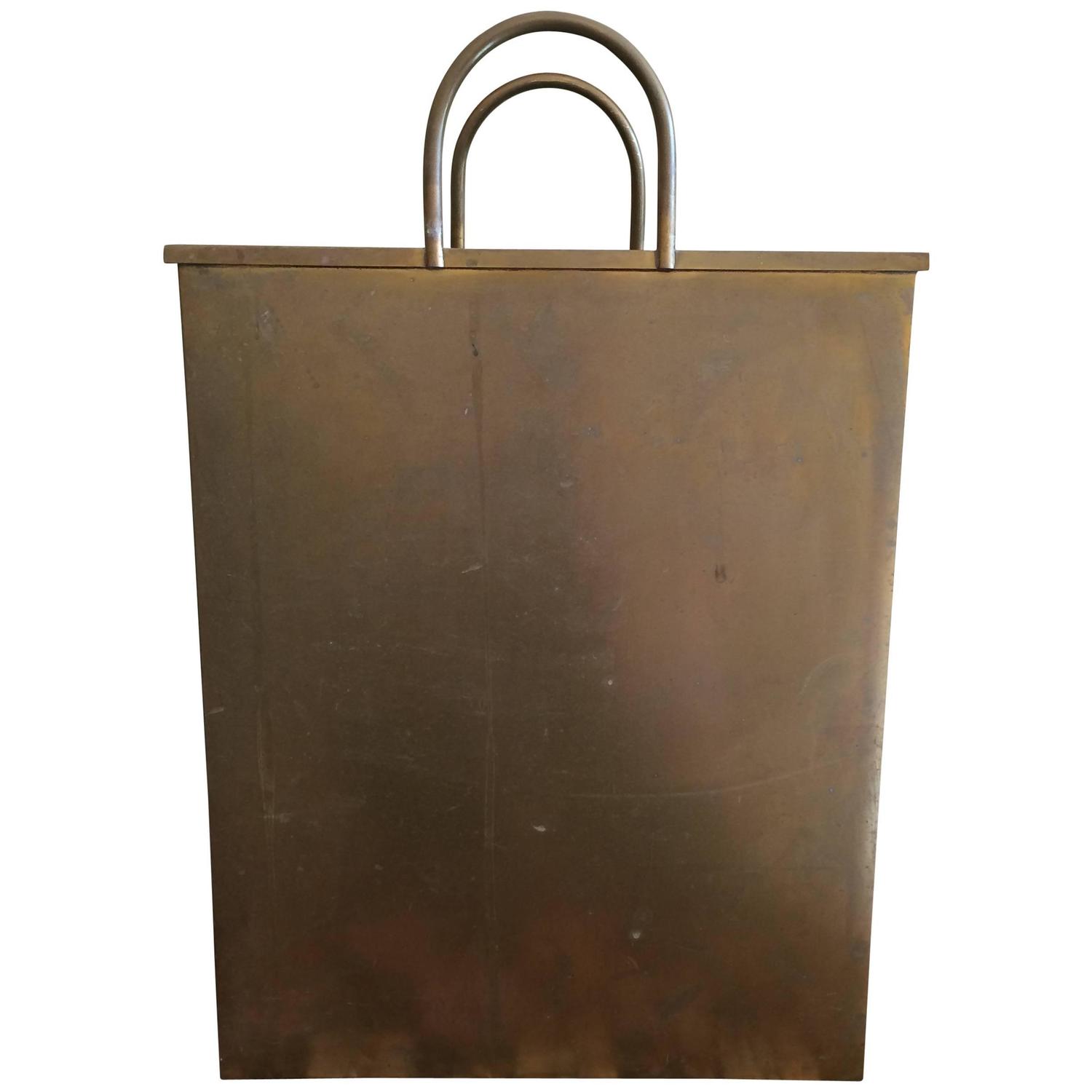 Italian Brass Shopping Bag / Magazine Holder / Wastepaper Basket at 1stdibs