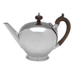 Victorian Bullet-Form Sterling Silver Teapot by F. B. Thomas, London 1880