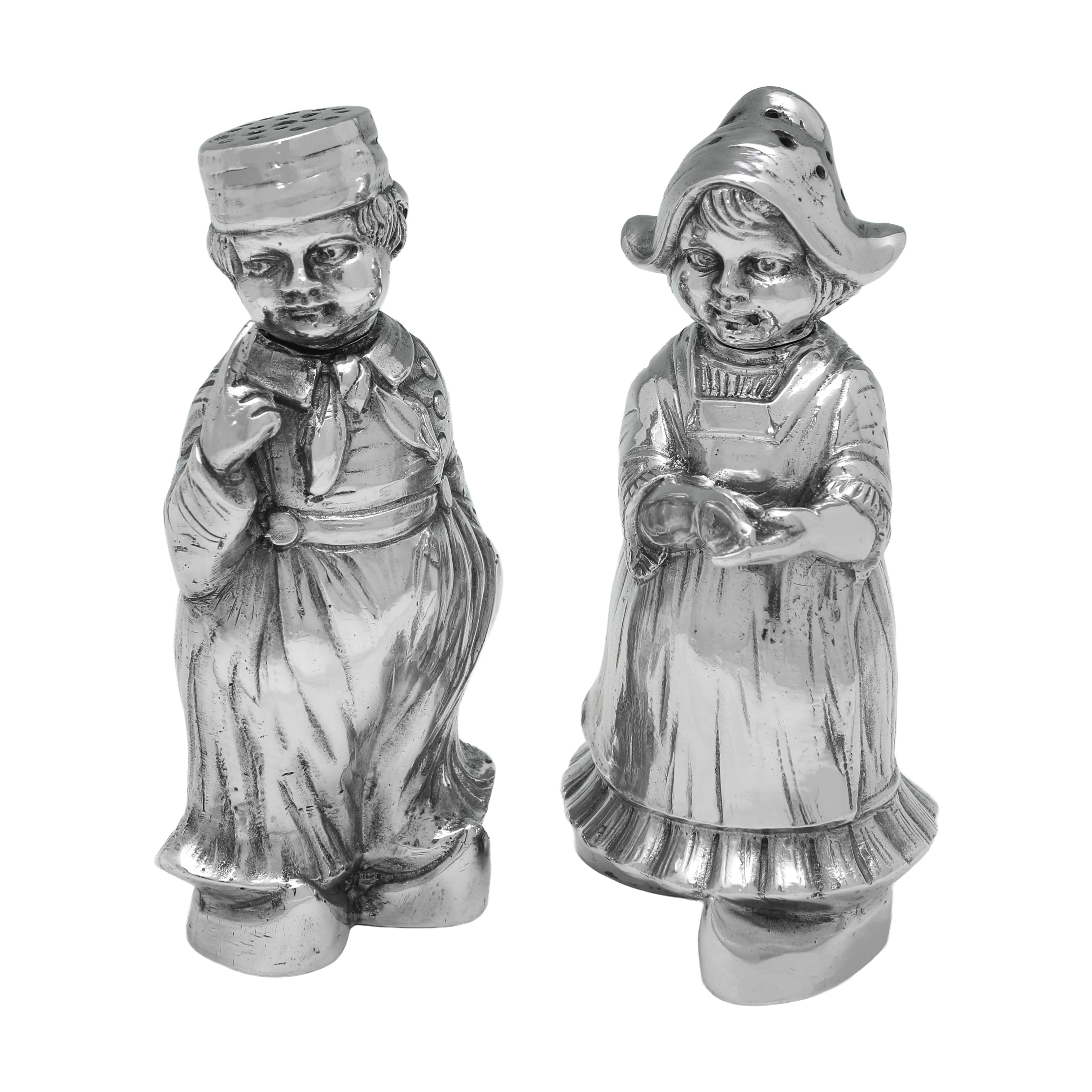 Adorabile Duo d'Argento Antico - Vaschette per il pepe da collezione, Germania c.1910 in vendita