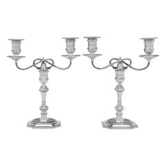 Pair of Victorian antique sterling silver candelabra made by Elkington in 1893