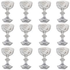French Baccarat Crystal Harcourt Pattern Vintage Wine Glasses, Set of 12
