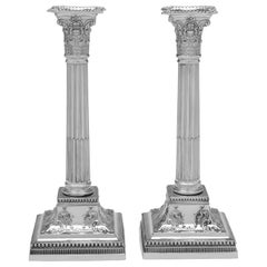 Antique Decorative 1903 Sterling Silver Candlesticks – Statement Corinthian Style