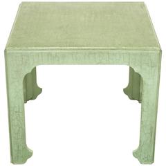 Baker Chinese Form End Table in Celadon Craquelure
