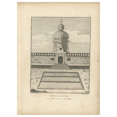 Original Engraving of Hindu Pagoda on Malabar Coast, Antique Temple Print, 1806
