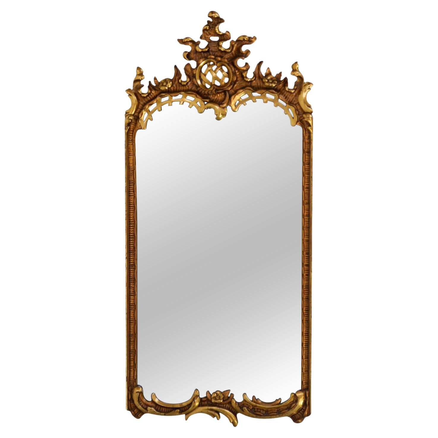 Antiker italienischer Rokoko-Stil geschnitzt Giltwood Spiegel, Ende 19. Jahrhundert.