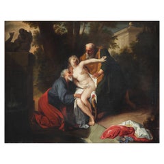 École française ; Suzanne et les vieillards, XVIIIe siècle, huile sur toile