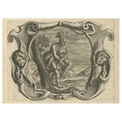 Stampa originale dell'emblema gesuita del 1615: Il sogno raffigura l'amore in gioco