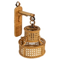 Laterne aus Rattan und Bambus aus der Mitte des Jahrhunderts im Louis Sognot-Stil, Italien 1960er Jahre
