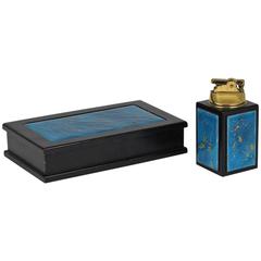 Bovano Enamel on Copper Cigarette Box and Lighter