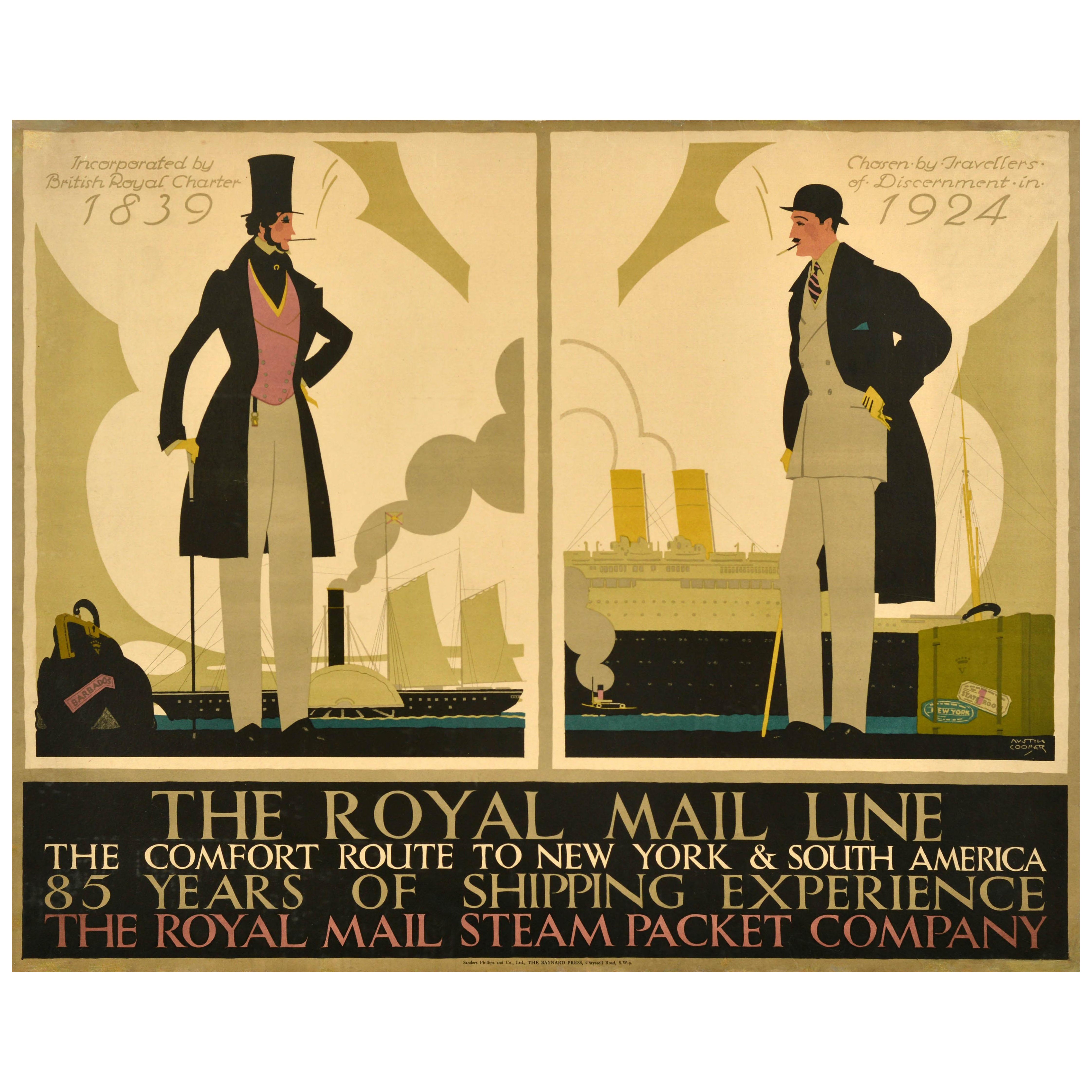 Original Antikes Reiseplakat Royal Mail Steam Packet Company Cruise A Cooper, Royal Mail