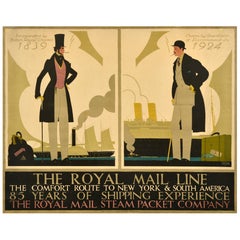 Original Antikes Reiseplakat Royal Mail Steam Packet Company Cruise A Cooper, Royal Mail