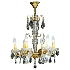 Louis XV Style Six-Light Crystal Chandelier, 20th Century