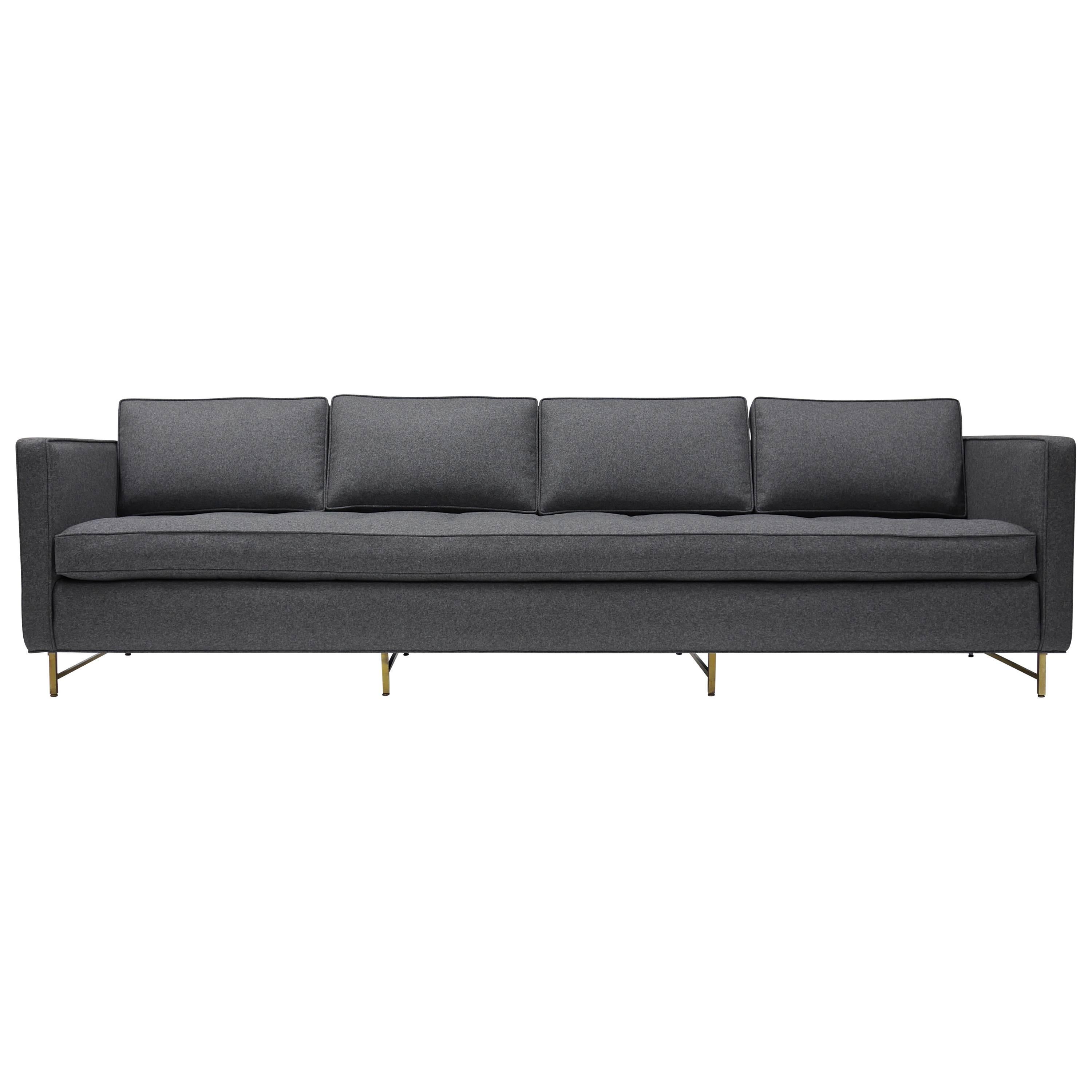 Large Paul McCobb Tuxedo Sofa on Brass Base