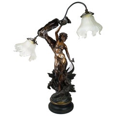Art Nouveau Table Lamp ‘Lever de l’Aurore’ by J. Causse, 1889