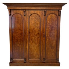 Antique Victorian Quality Figured Mahogany Three Door Wardrobe