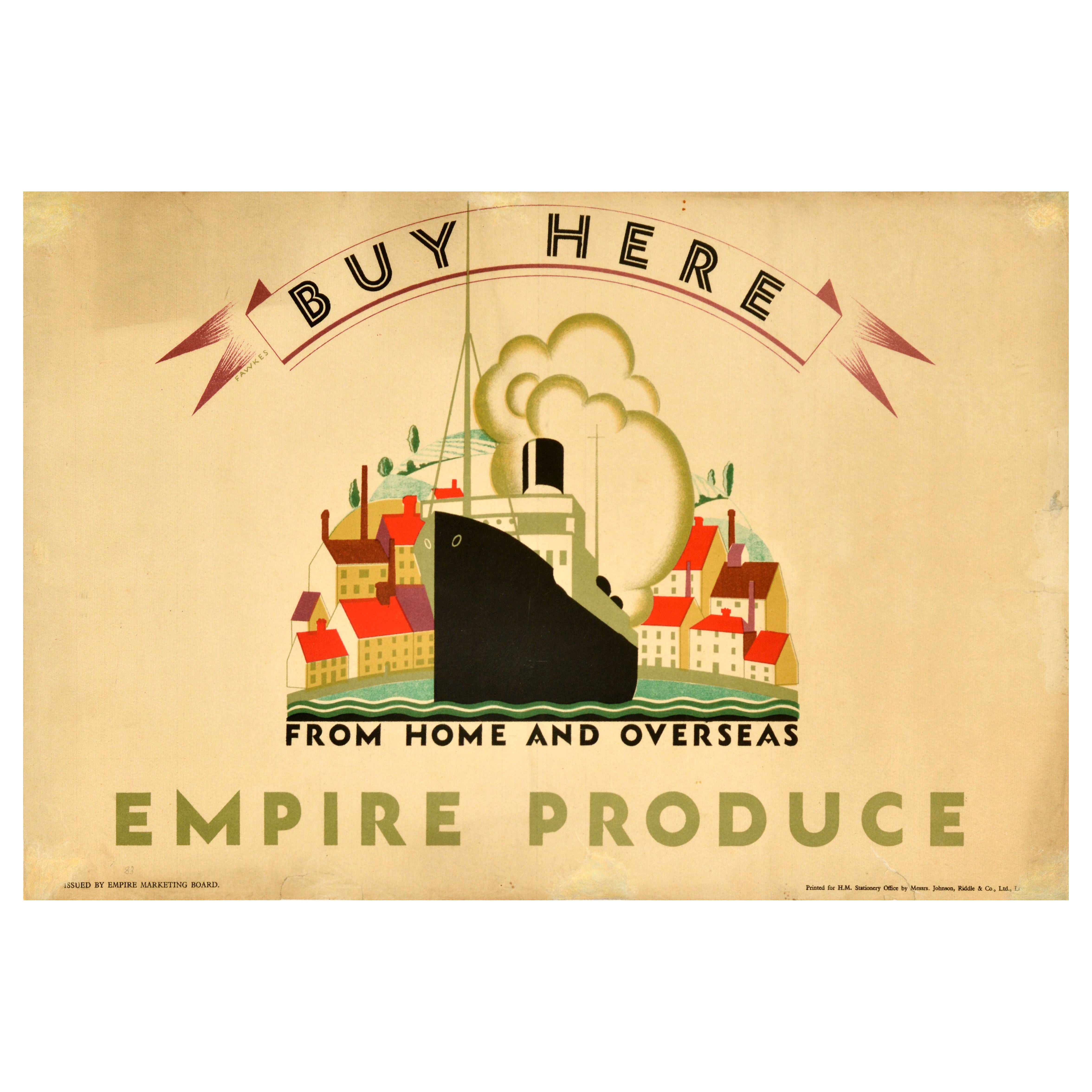 Original Vintage-Werbeplakat Empire Produce From Home And Overseas, EMB, Original